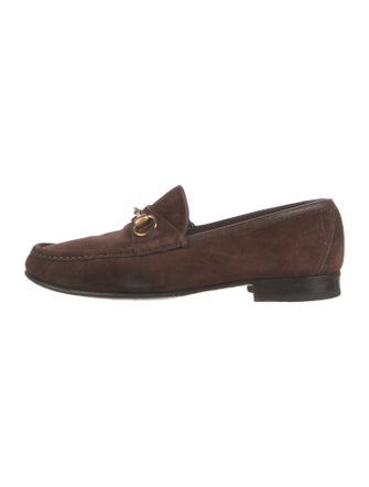 Gucci Horsebit Accent Suede Dress Loafers