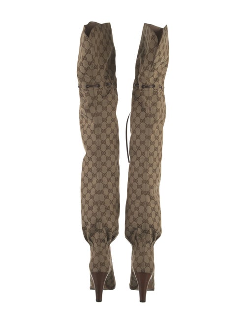 Gucci Canvas Printed Lace-Up Boots