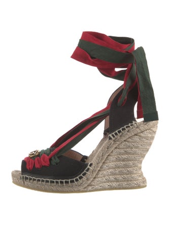 Gucci Web Accent Canvas D'Orsay Pumps
