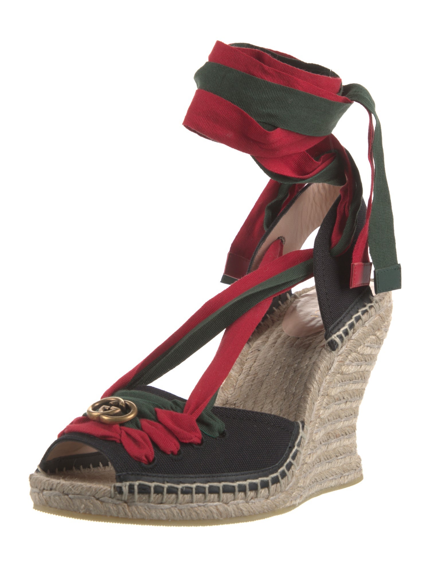 Gucci Web Accent Canvas D'Orsay Pumps