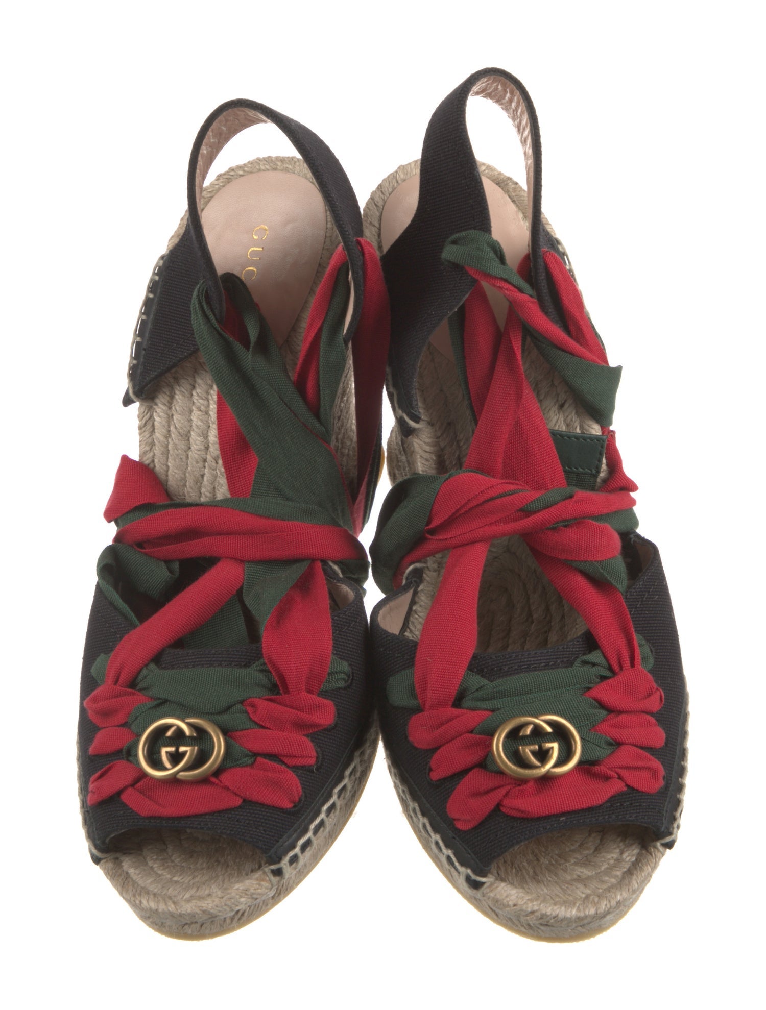 Gucci Web Accent Canvas D'Orsay Pumps