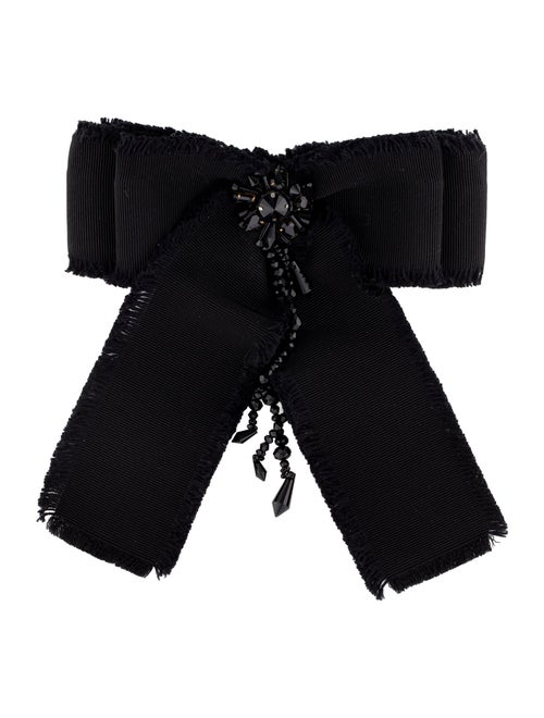 Gucci Crystal & Grosgrain Ribbon Bow Brooch