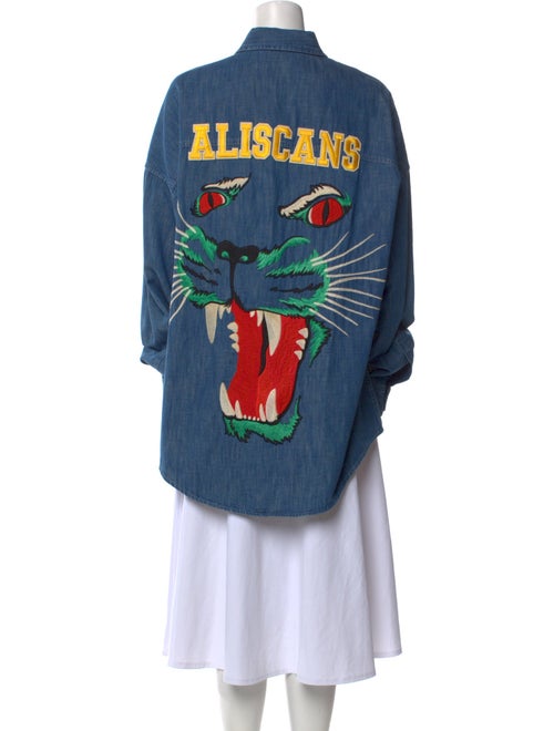 Gucci 2022-2023 Aliscans Tiger Denim Shirt Button-Up Top