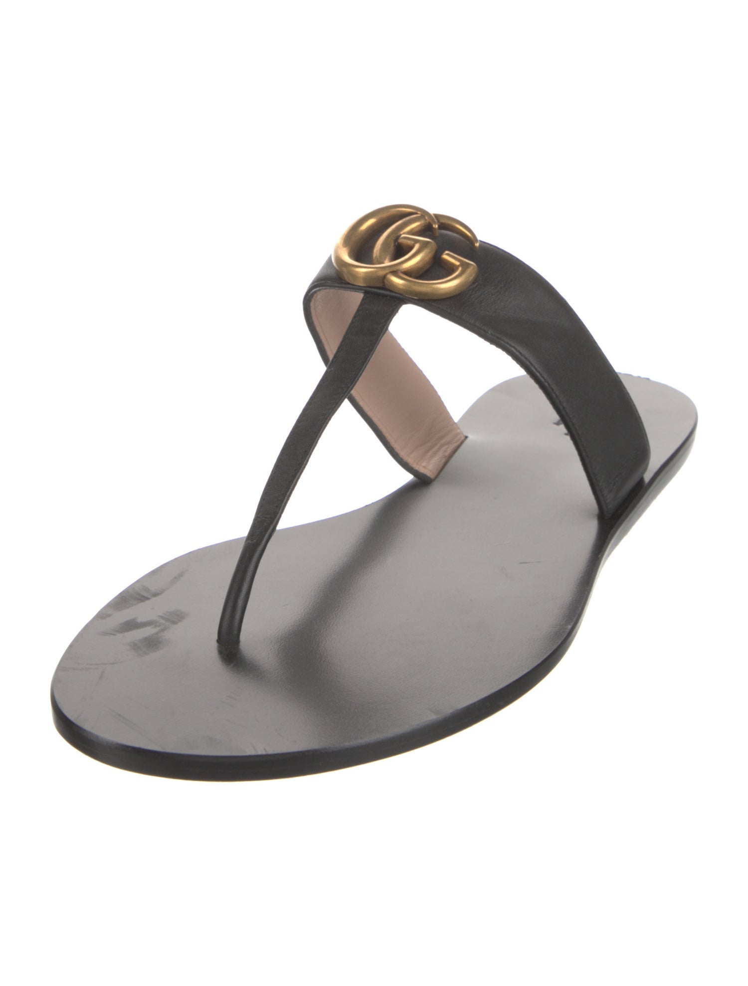 Gucci Double G Logo Leather Slides