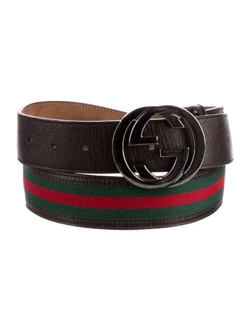 Gucci Web Accent Leather Belt