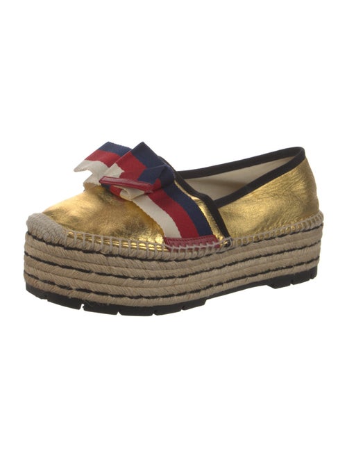 Gucci Sylvie Web Accent Leather Espadrilles