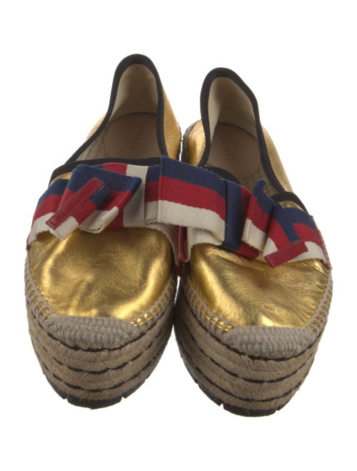 Gucci Sylvie Web Accent Leather Espadrilles