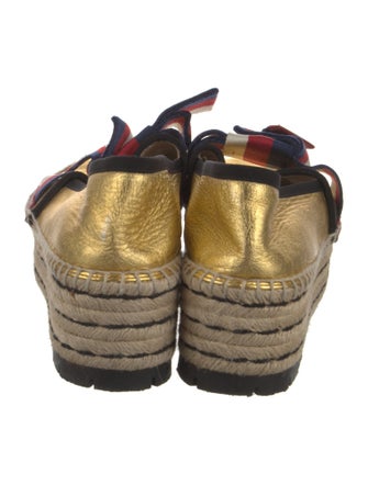 Gucci Sylvie Web Accent Leather Espadrilles