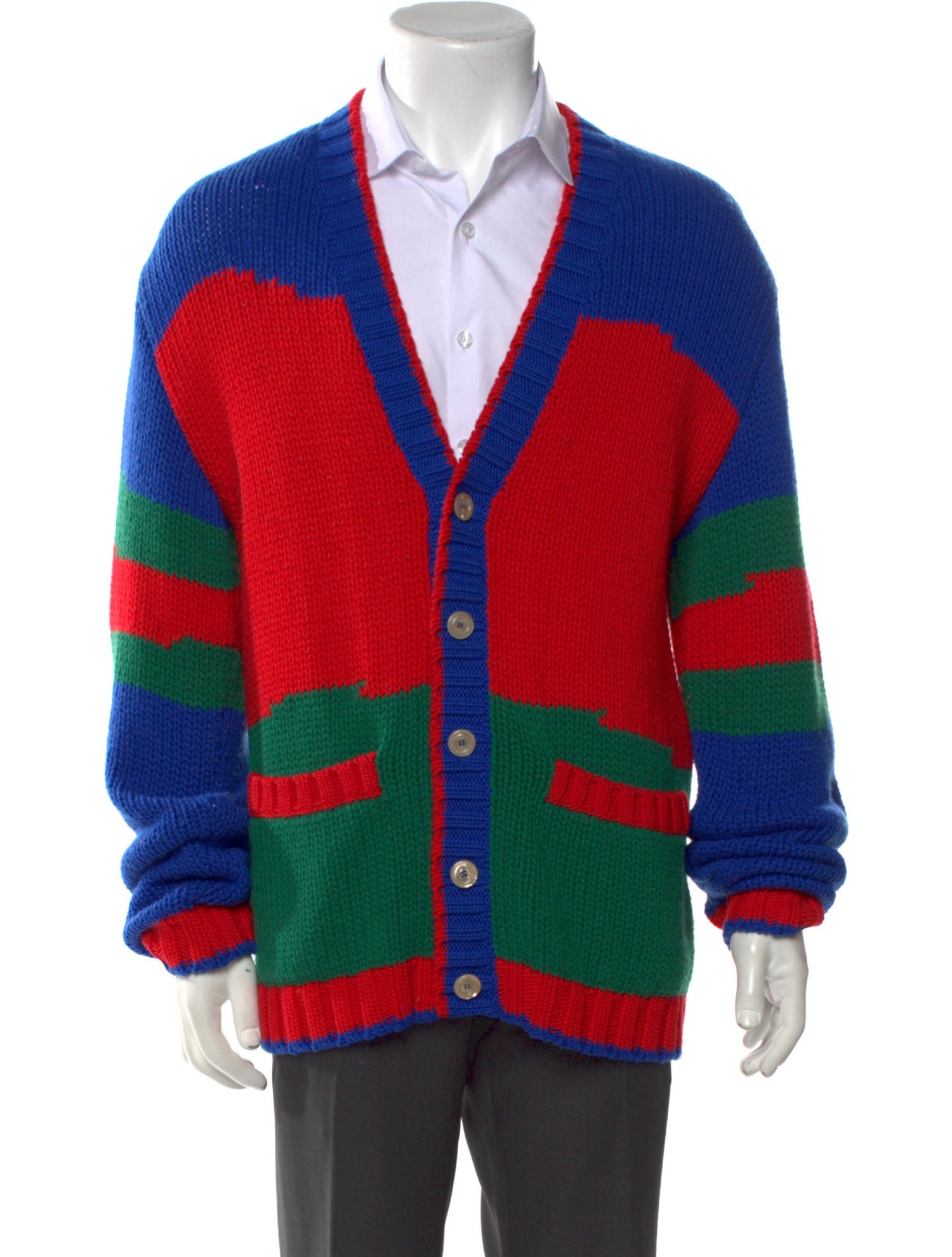 Gucci Wool Colorblock Pattern Cardigan