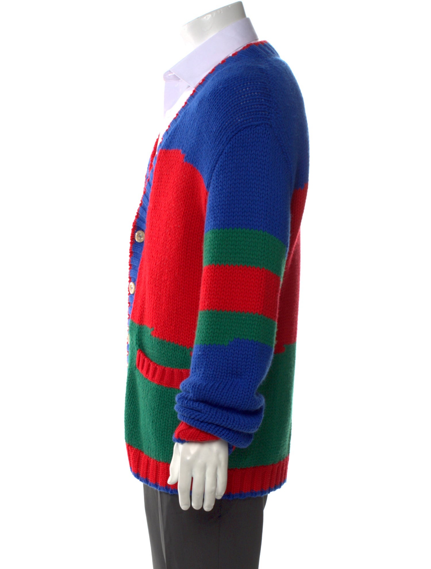 Gucci Wool Colorblock Pattern Cardigan