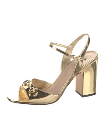 Gucci Double G Logo Patent Leather Sandals