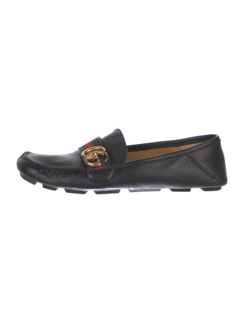 Gucci Web Accent Leather Loafers
