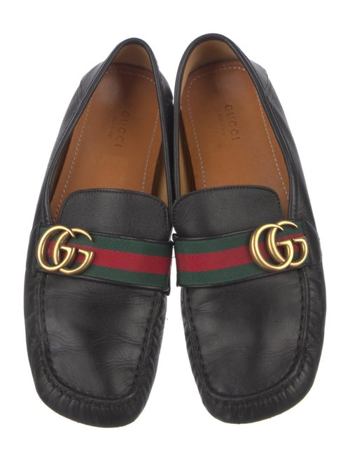 Gucci Web Accent Leather Loafers