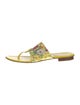 Gucci Flora Print Leather Trim Embellishment Slides
