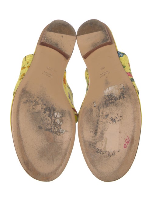 Gucci Flora Print Leather Trim Embellishment Slides