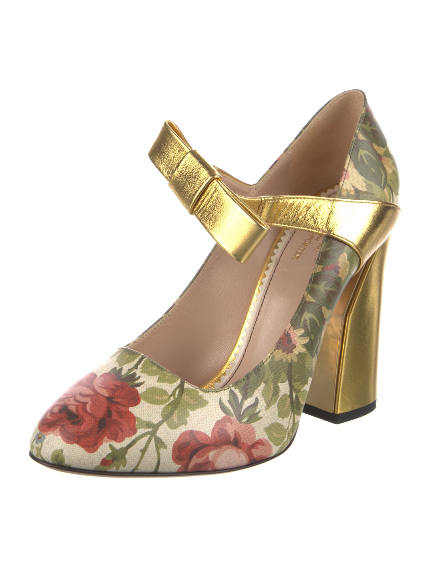Gucci Leather Floral Print Pumps
