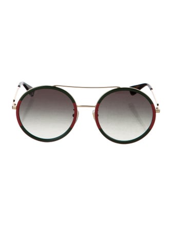 Gucci Web Accent Round Sunglasses