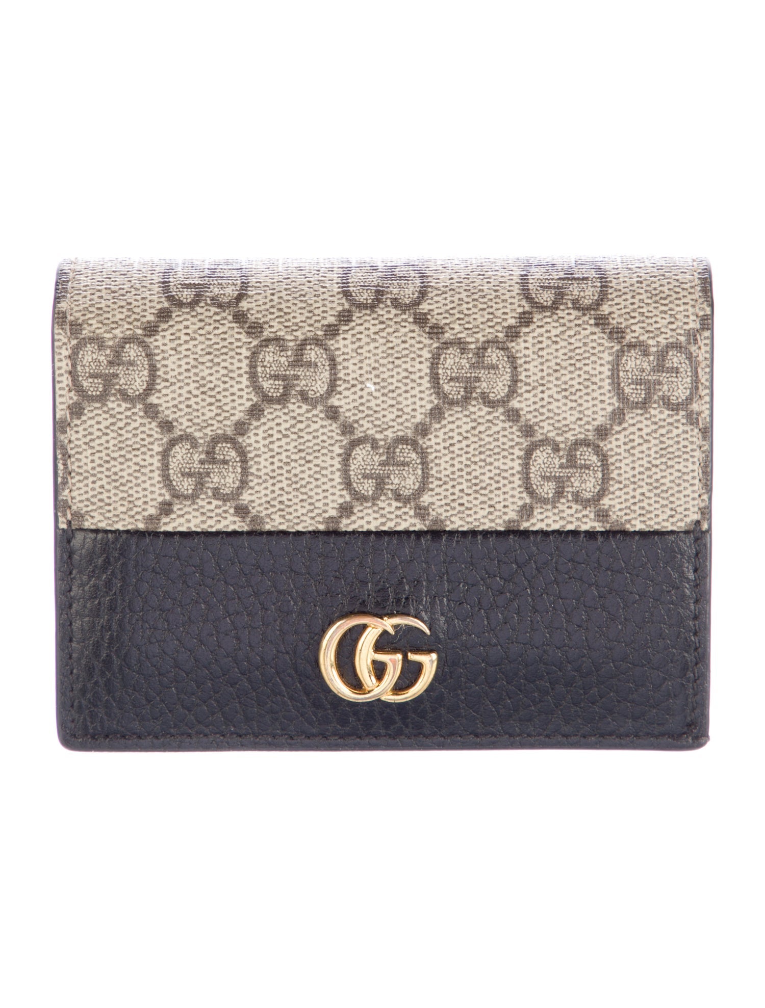 Gucci Marmont Bi-color Card Case GG Supreme Compact Wallet