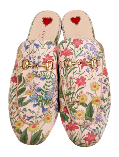 Gucci Flora Print Canvas Mules