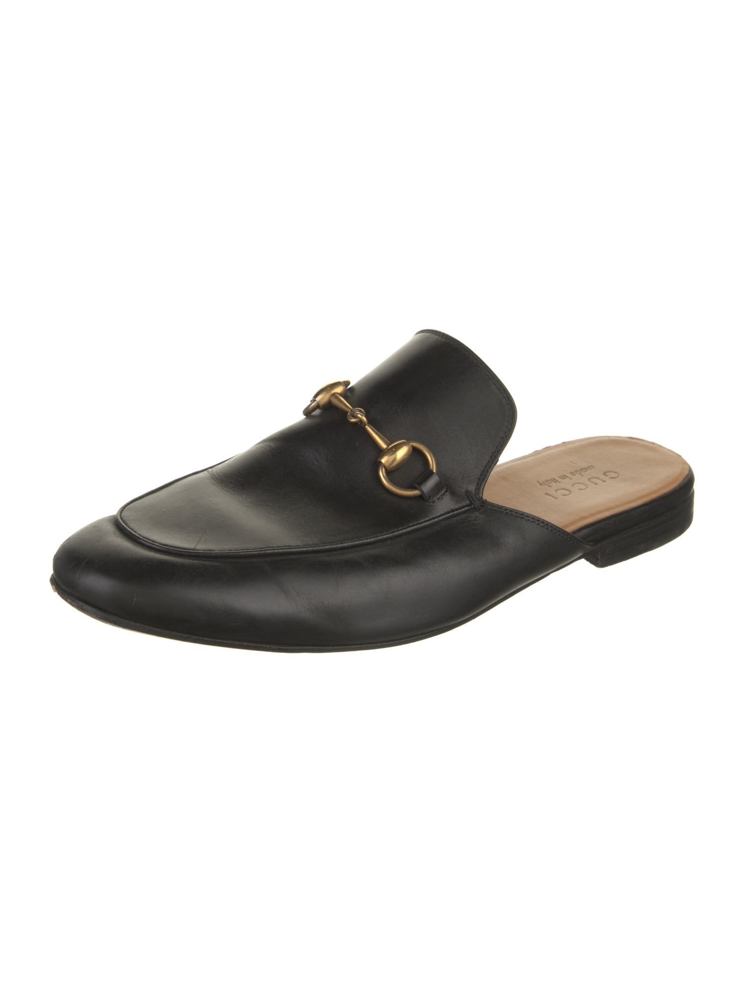 Gucci Horsebit Accent Leather Slippers