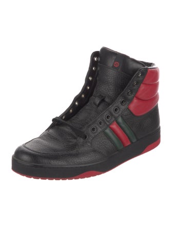 Gucci Web Accent Leather Sneakers