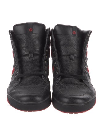 Gucci Web Accent Leather Sneakers