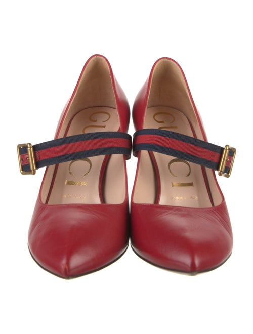 Gucci Sylvie Web Accent Leather Pumps