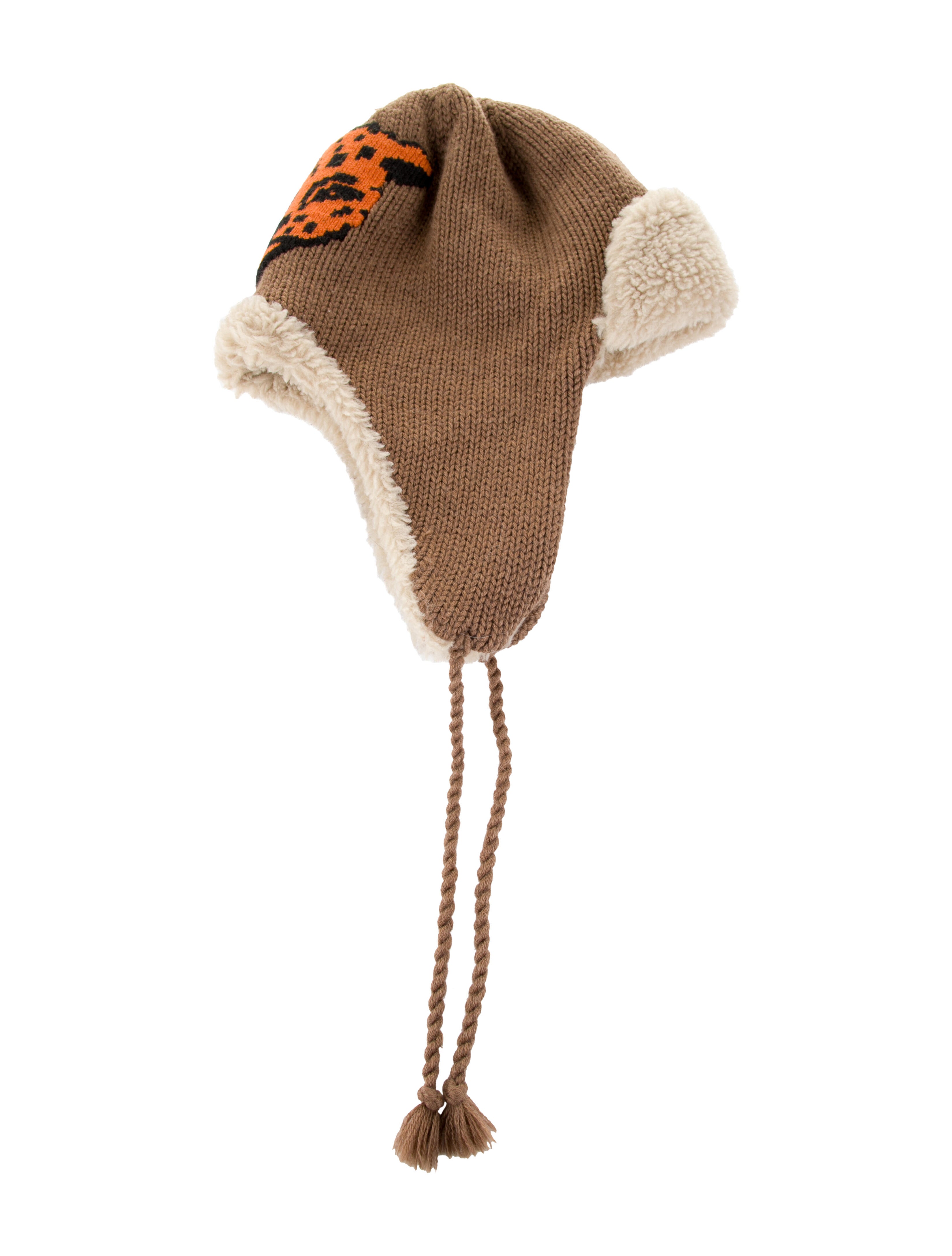 Gucci Brown Pattern Printed Wool Knit Hat