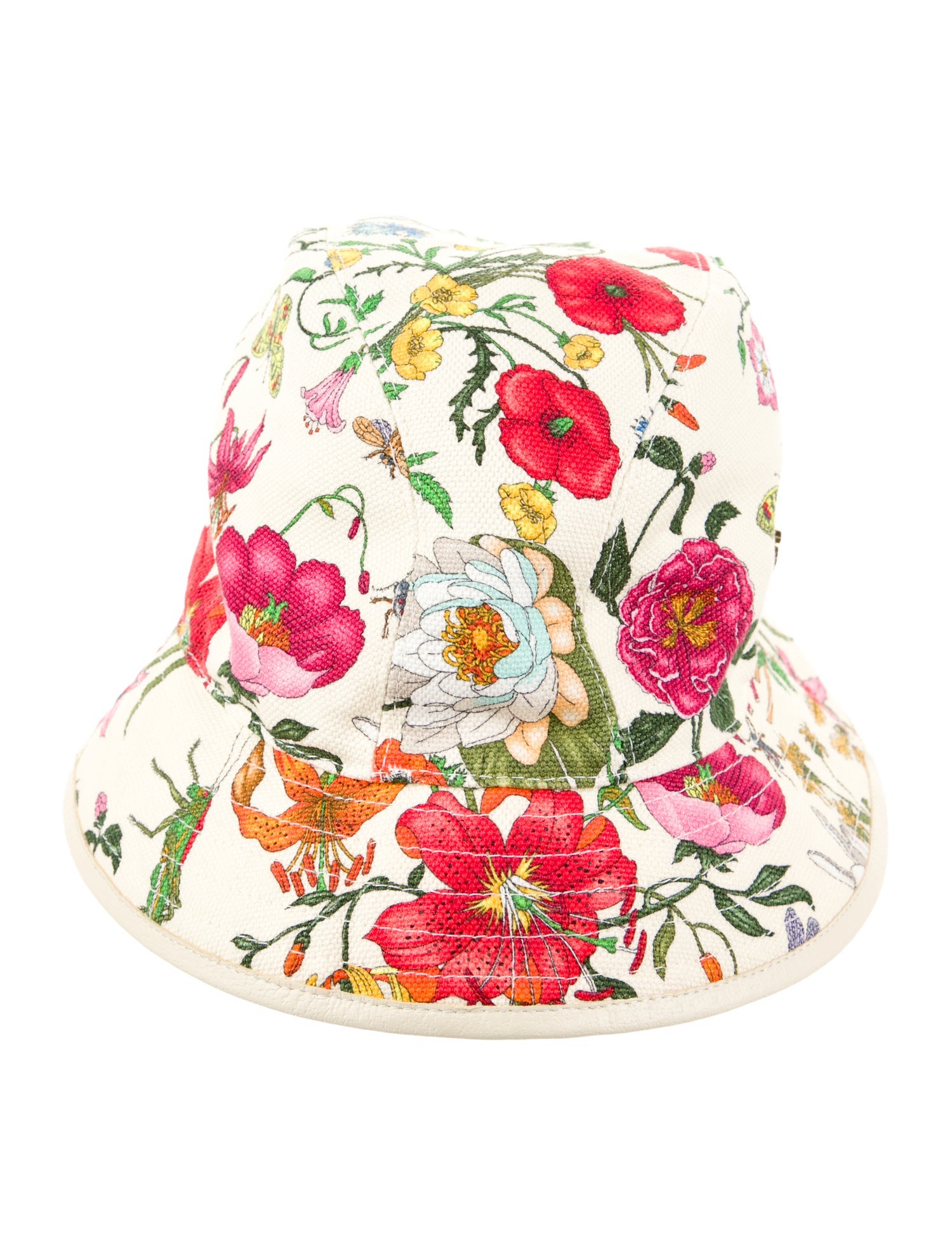 Gucci White Pattern Printed Bloom Bucket Hat