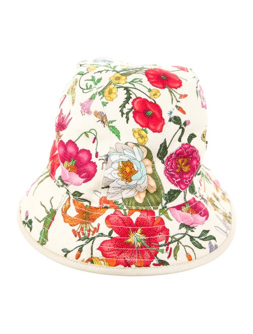 Gucci White Pattern Printed Bloom Bucket Hat