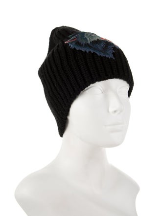 Gucci Black Pattern Printed Wool Knit Beanie
