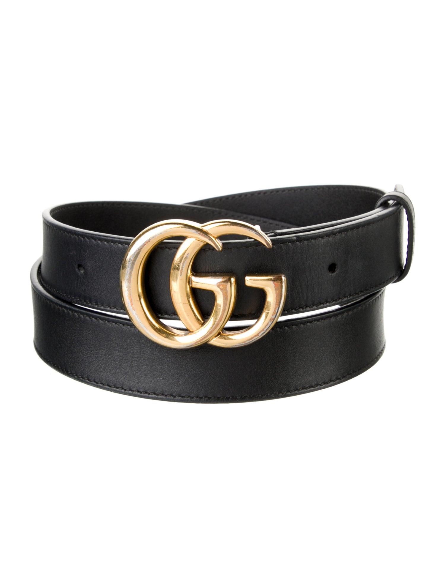 Gucci Double G Logo Leather Belt