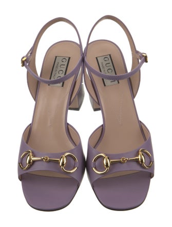 Gucci Horsebit Accent Leather Slingback Sandals