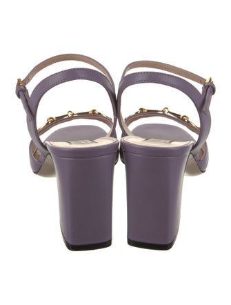 Gucci Horsebit Accent Leather Slingback Sandals