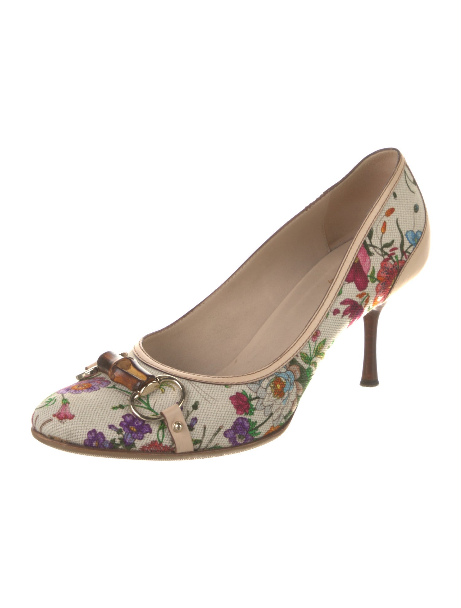 Gucci Flora Print Canvas Pumps