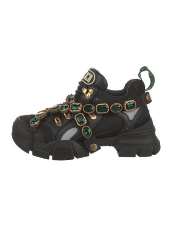 Gucci Leather Crystal Embellishments Chunky Sneakers