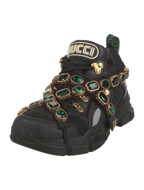 Gucci Leather Crystal Embellishments Chunky Sneakers