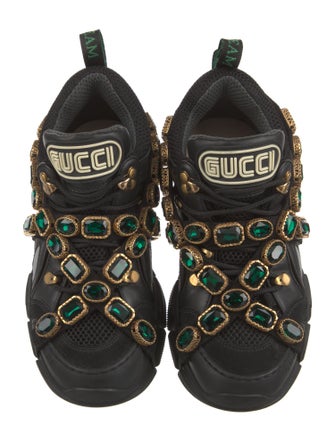 Gucci Leather Crystal Embellishments Chunky Sneakers