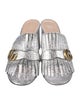 Gucci Leather Fringe Trim Accent Slides