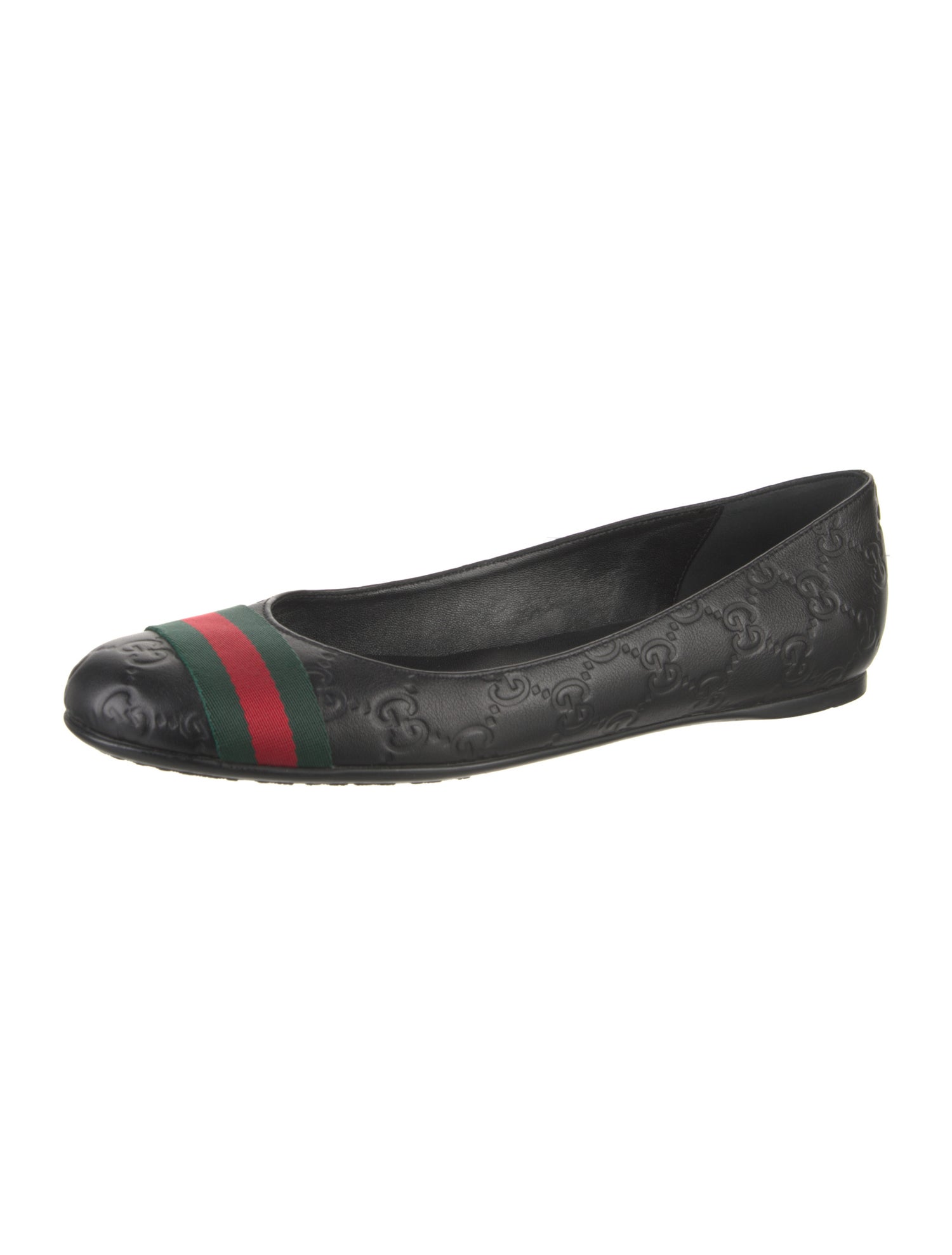 Gucci Web Accent Leather Flats
