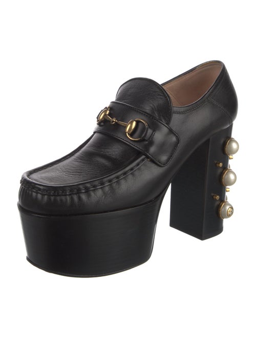 Gucci Faux Pearl Accents Leather Pumps