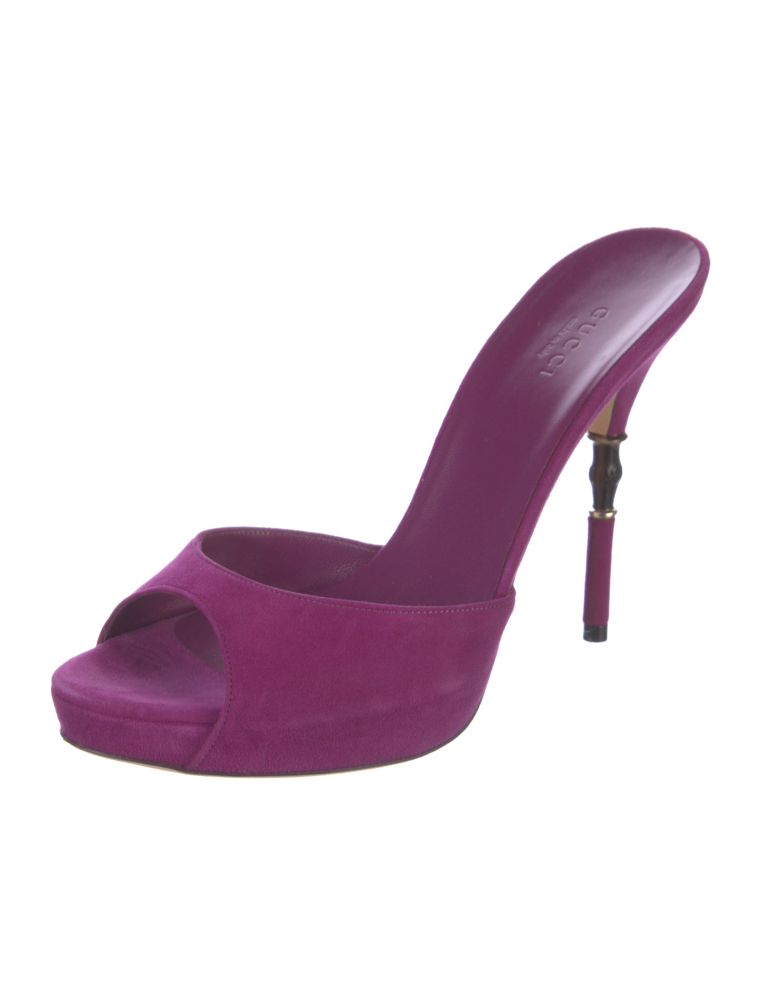 Gucci Bamboo Accent Suede Mules