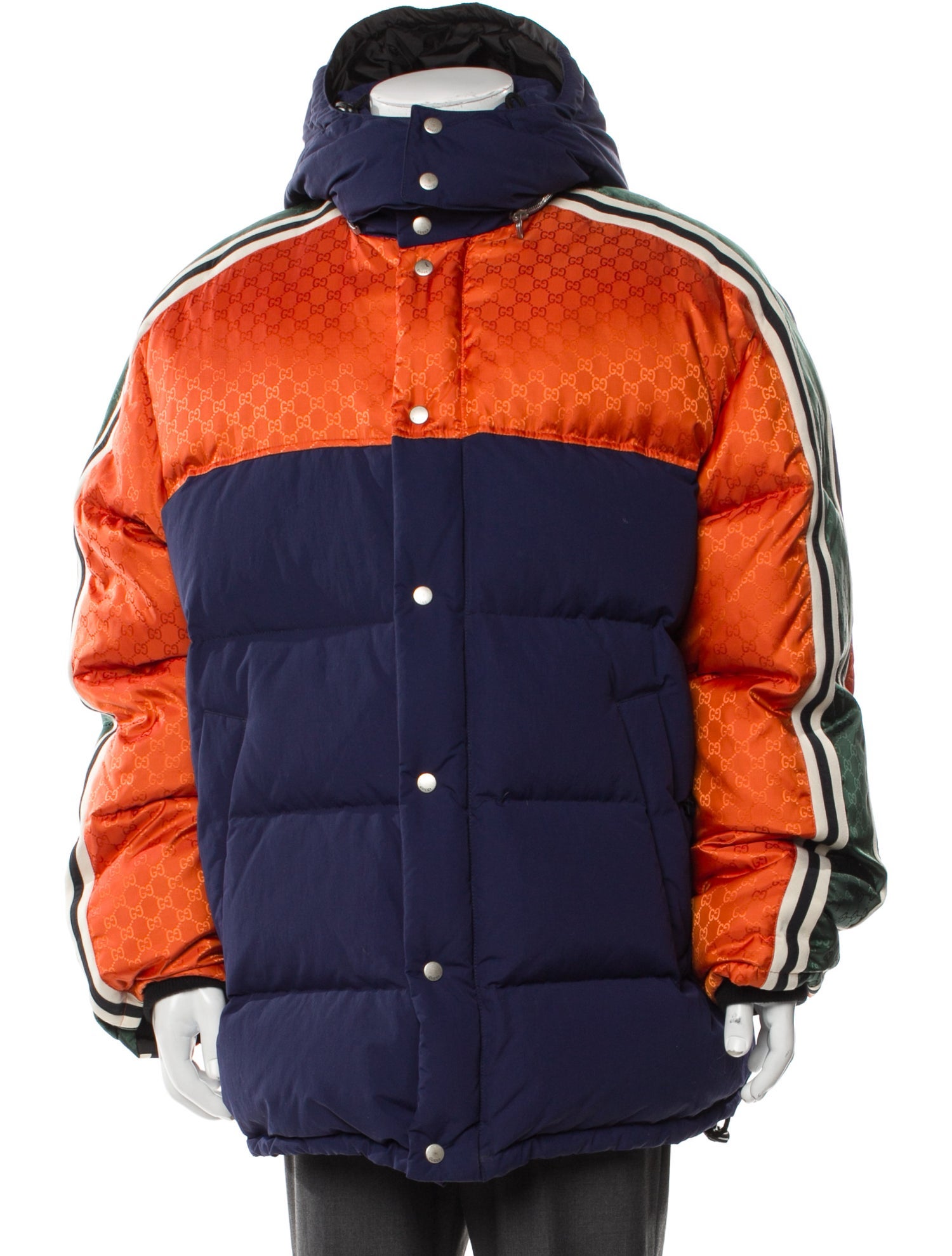 Gucci Colorblock Pattern Puffer Coat