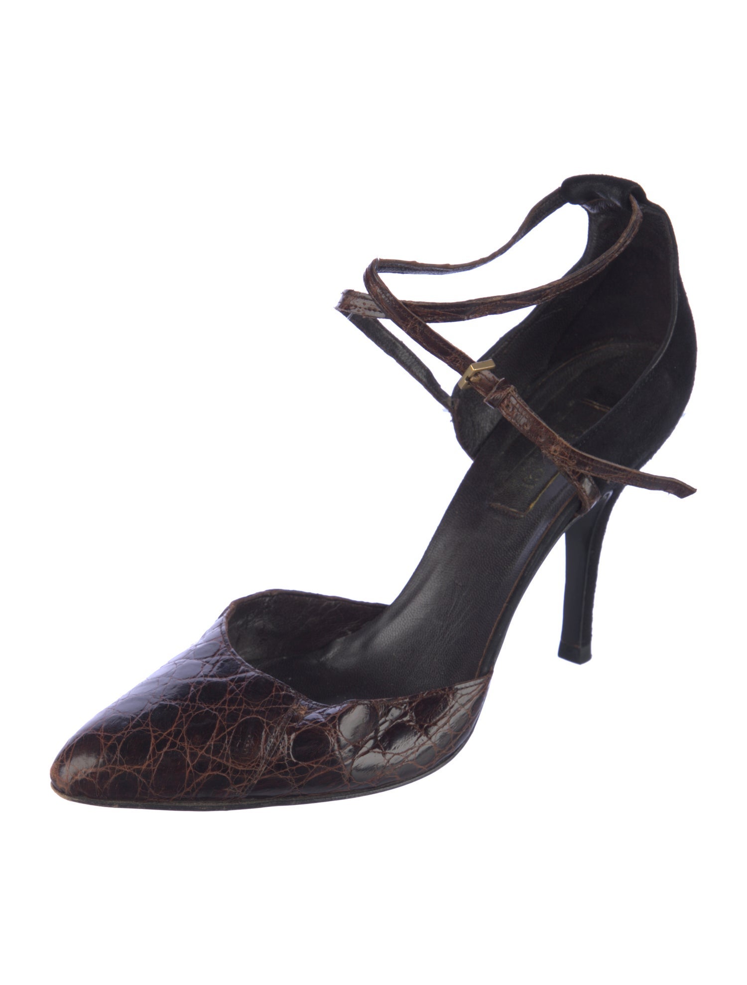 Gucci 1990's Alligator D'Orsay Pumps