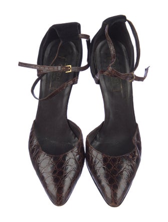 Gucci 1990's Alligator D'Orsay Pumps