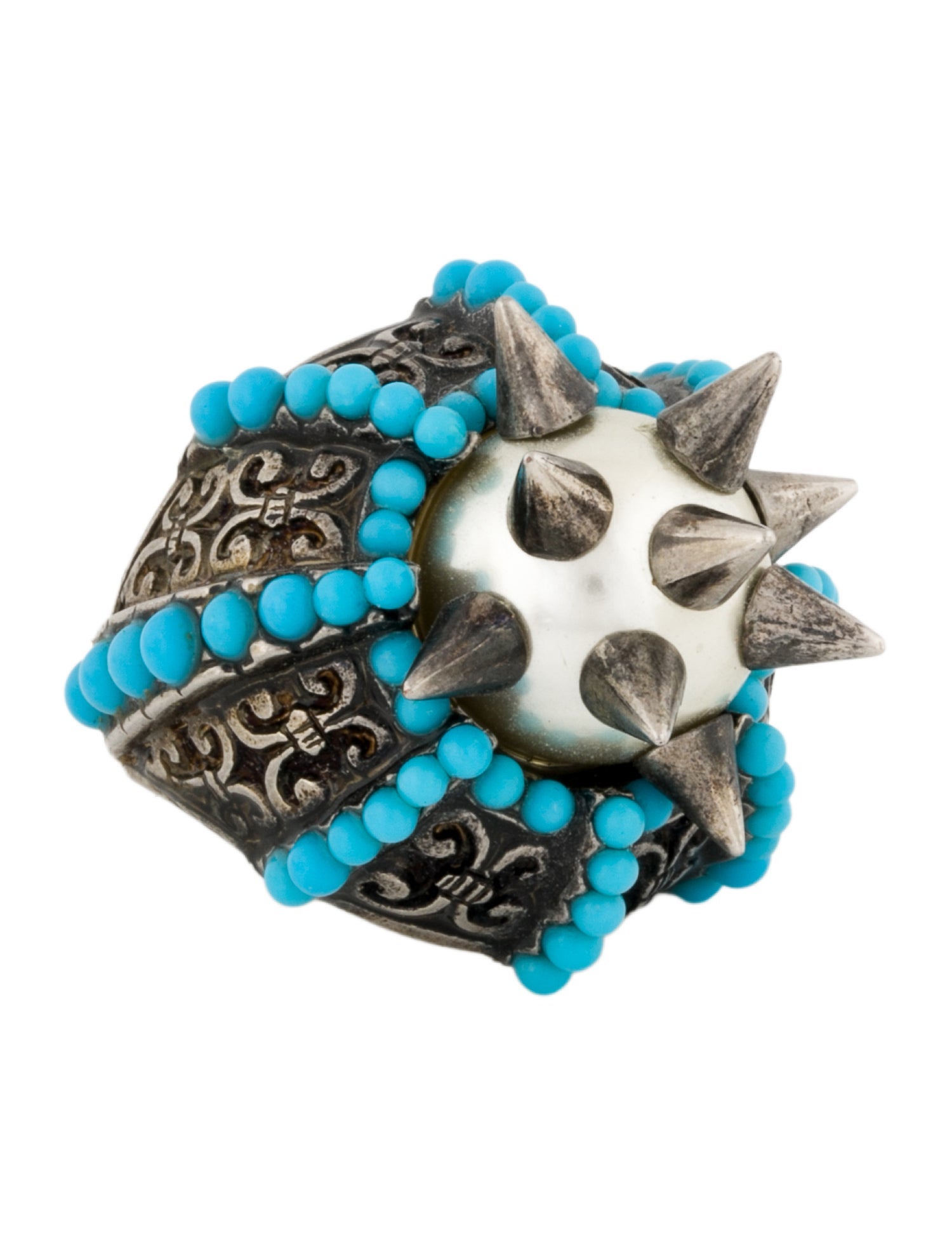 Gucci Faux Pearl & Resin Beaded Spike Cocktail Ring