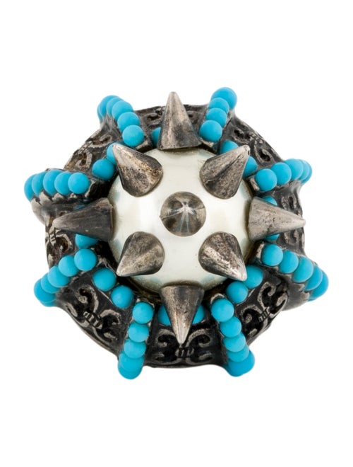 Gucci Faux Pearl & Resin Beaded Spike Cocktail Ring