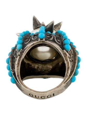 Gucci Faux Pearl & Resin Beaded Spike Cocktail Ring