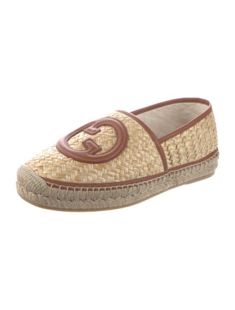 Gucci Interlocking G Logo Straw Espadrilles