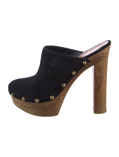 Gucci Suede Studded Accents Mules
